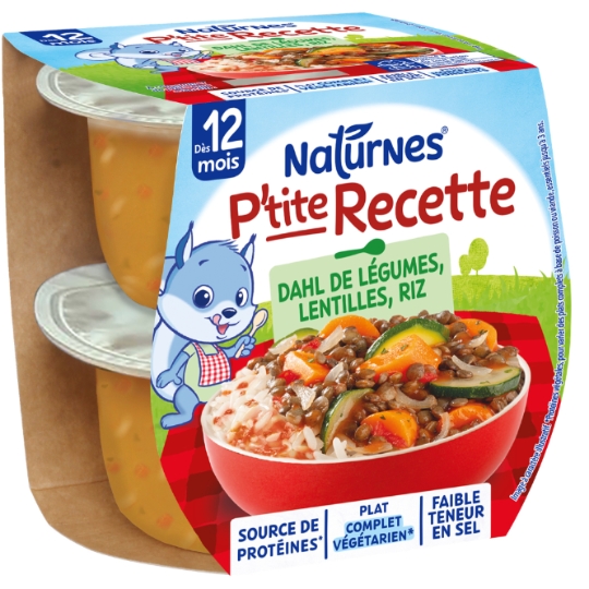 Plat bébé dahl de légumes lentilles riz NATURNES