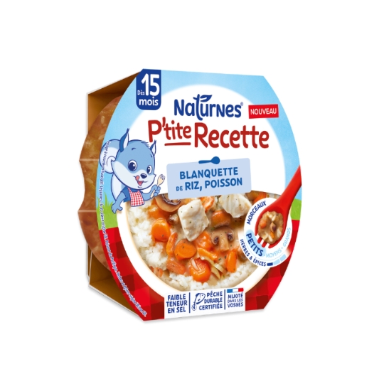Plat Bébé Dès 15 mois Petits Morceaux Blanquette de Riz Poisson P'tite Recette NATURNES