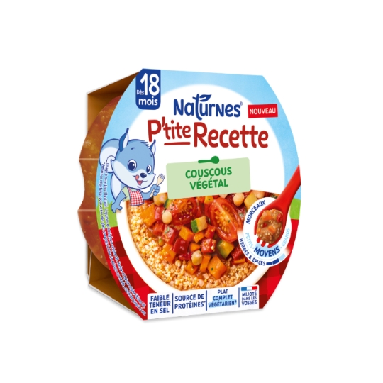 Plat Bébé Dès 18 mois Moyens Morceaux Couscous Végétal P'tite Recette NATURNES
