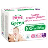 Couches Bébé Taille 4+ 9-20kg Hypoallergéniques Naturelles LOVE & GREEN