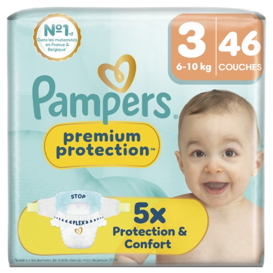 Couches Bébé 6-10kg Taille 3 Premium Protection PAMPERS