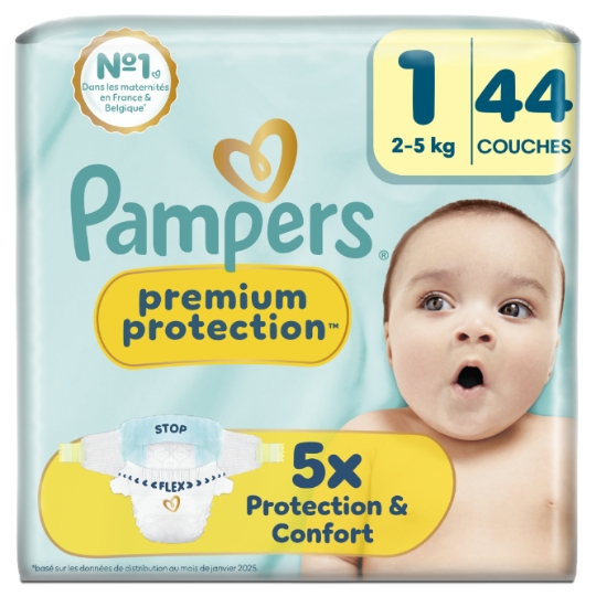 Couches Bébé 2-5kg Taille 1 Premium Protection PAMPERS