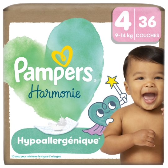 Couches Bébé Hypoallergénique 9-14kg Taille 4 Harmonie PAMPERS