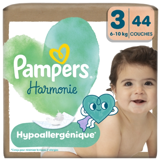 Couches Bébé Hypoallergénique 6-10 kg Taille 3 Harmonie PAMPERS
