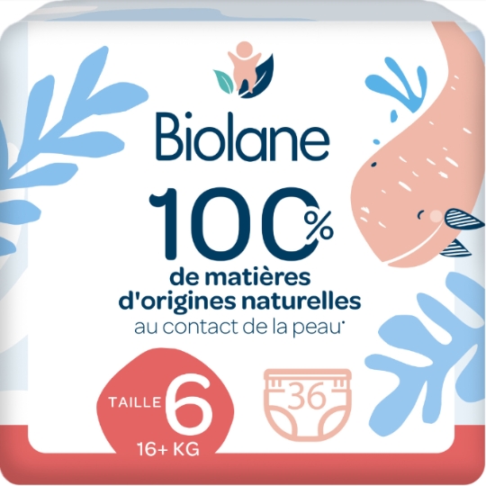 Couches-Culottes Taille 6 16kg+ Naturelles BIOLANE