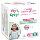 Couches-culottes Bébé Taille 6 16kg+ Hypoallergéniques LOVE & GREEN