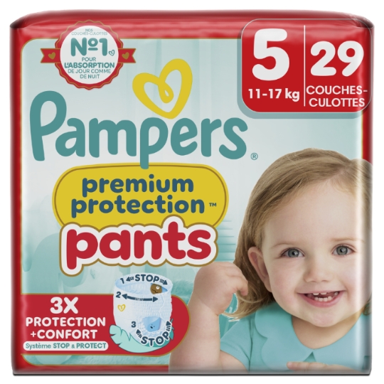 Couches Culottes Bébés  Premium Protection T5 11-17kg  PAMPERS