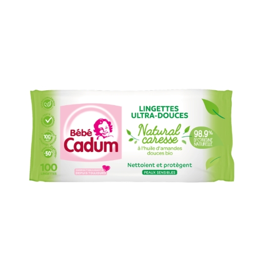 Lingettes bébé Nettoyantes Visage et Corps A l'Huile D'Amandes Douces Bio Ultra-Douces BEBE CADUM