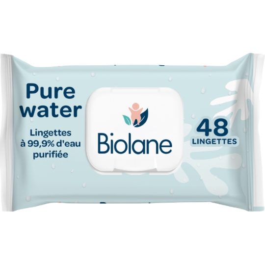 Lingettes bébé Nettoyantes Corps et Siège Peaux Sensibles Pure Water BIOLANE