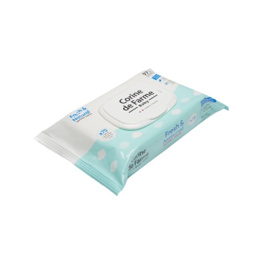 Lingettes de Change Bébé Fresh&Natural - Fibres Biodégradables Peaux Sensibles CORINE DE FARME