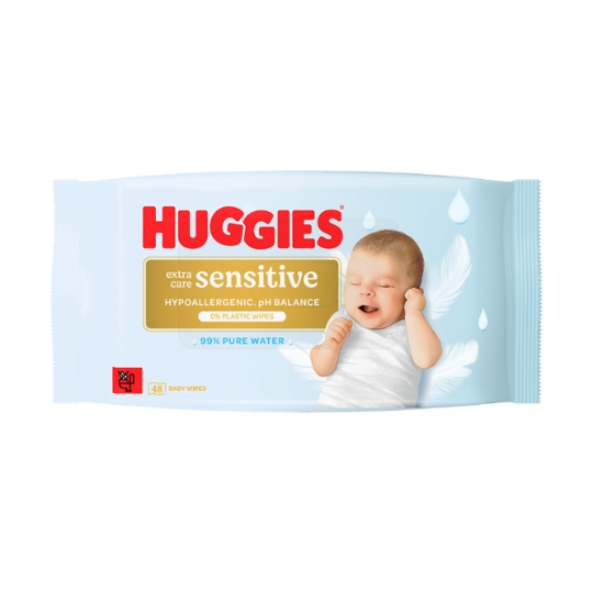 Lingettes Bébé Extra Care Sensitive Corps et Main et Visage Hypoallergénique HUGGIES