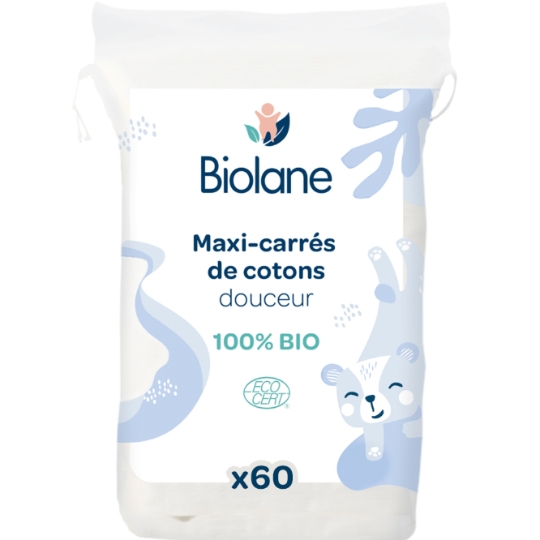 Cotons Maxi Carrés Douceur Bébé Bio Change Et Toilette Peaux Sensibles BIOLANE