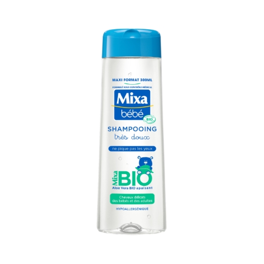 Shampoing bébé Très doux Aloe Vera Bio Apaisant Hypoallergénique MIXA