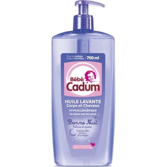 Huile lavante bébé Corps et Cheveux Hypoallergénique Camomille et Fleur D'Oranger Bonne Nuit CADUM