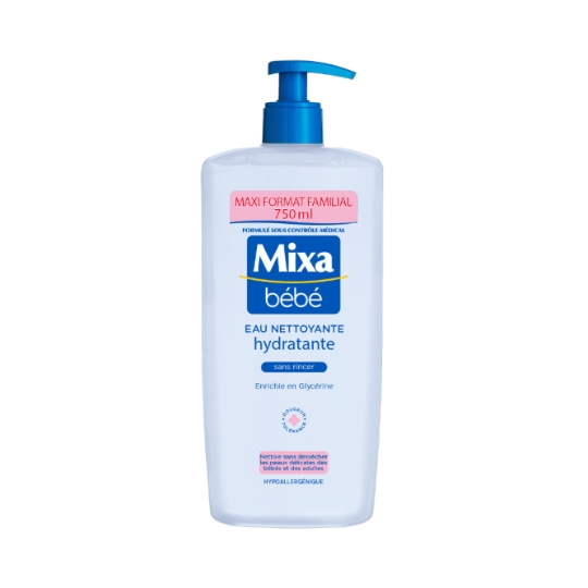 Eau Nettoyante pour Bébé Hydratante Sans Rinçage Enrichi en Glycérine Hypoallergénique MIXA