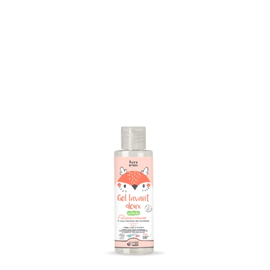 Gel Lavant Doux pour Bébé Bio Senteur Douceur d'Oranger à l'Eau Thermale des Pyrénées 3en1 Visage, Corps & Cheveux MKL GREEN NATURE