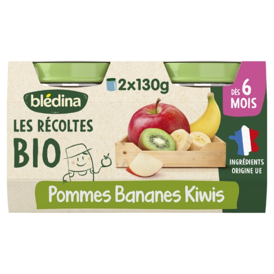 Compote bébé dès 6 mois Pomme Banane Kiwi Bio Les Récoltes BLEDINA