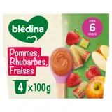 Compote bébé dès 8 mois Pomme Rhubarbe Fraise BLEDINA
