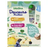 Compote bébé dès 6 mois Pommes Bananes Ananas Lait de Coco et Pommes Bananes Myrtilles Mûres Végétale BLEDINA