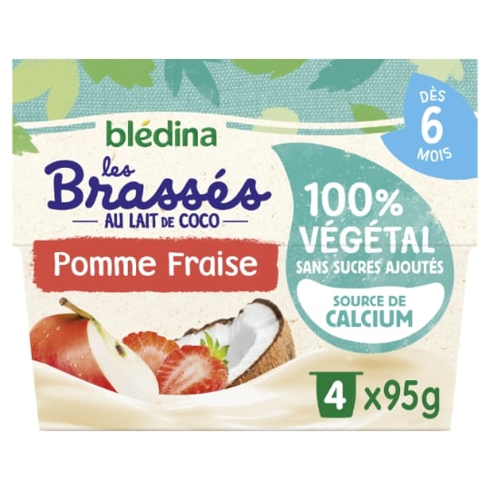 Dessert lacté bébé dès 6 mois Coco Pomme Fraise Végétal Brassé BLEDINA