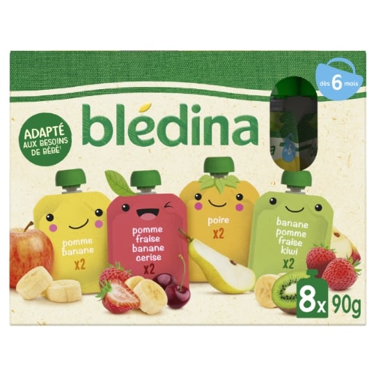 Compote bébé dès 6 Mois Assortiment de Fruits BLEDINA