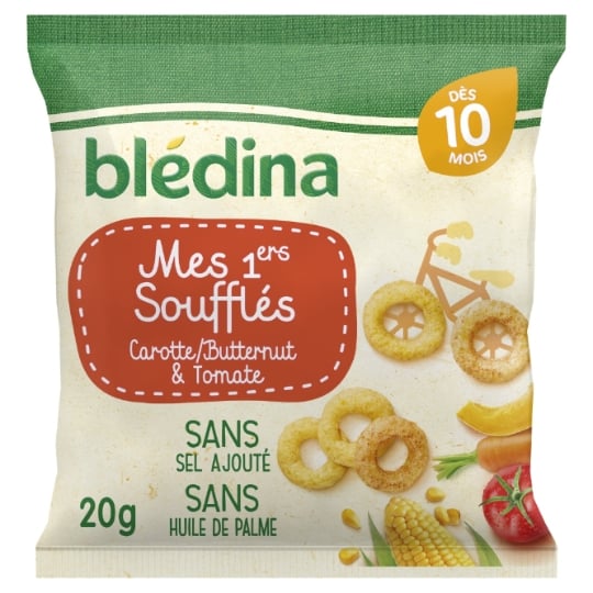 Soufflés Dès 10 mois Mes 1ers Soufflés Carotte Butternut Tomate sans sel ajouté sans huile de palme BLEDINA
