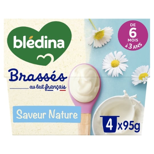 Dessert lacté bébé dès 6 mois Nature Brassés BLEDINA