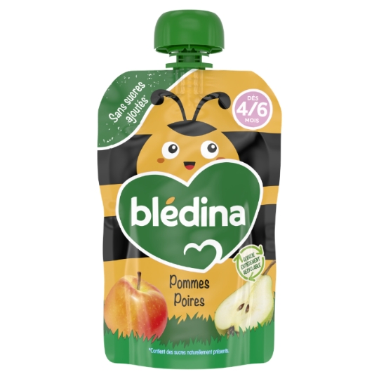 Compote Bébé dès 4/6 mois en Gourde Pommes Poires BLEDINA