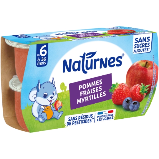 Compote bébé dès 6 mois Pomme Fraise Myrtille Naturnes NESTLE