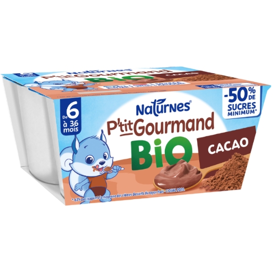 Dessert lacté bébé dès 6 mois Cacao Bio P'tit Gourmand NESTLE