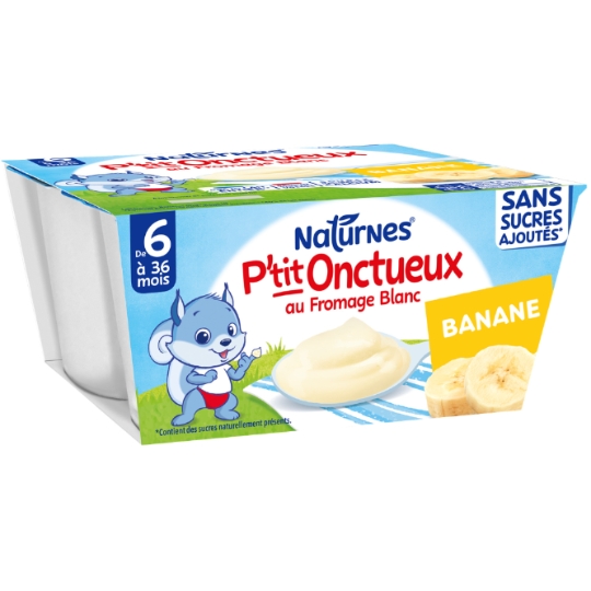 Dessert lacté bébé dès 6 mois Banane Sans Sucres Ajoutés Bio P'tit Onctueux NESTLE