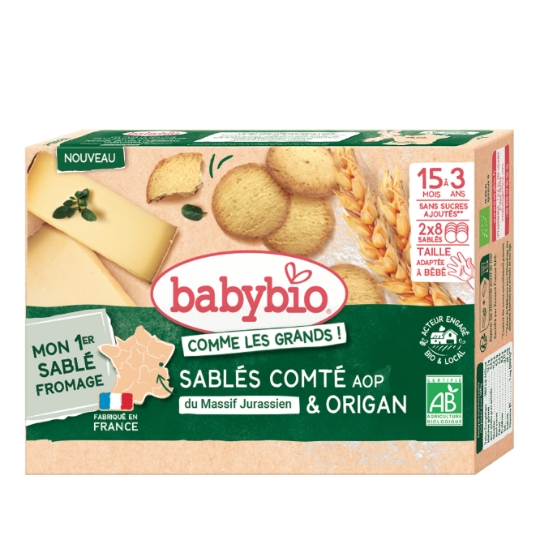 Sablés pour Bébé dès 15 mois Comté AOP du Massif Jurassien et Origan BABYBIO