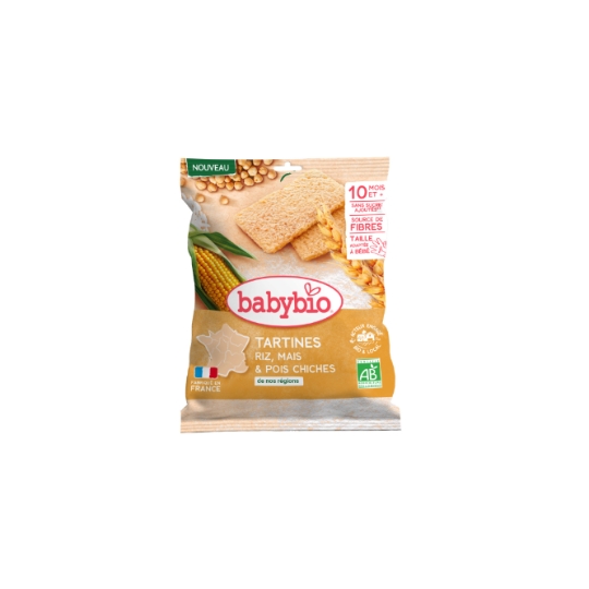 Tartines pour Bébé dès 10 mois Riz, Mïs & Pois Chiches BABYBIO