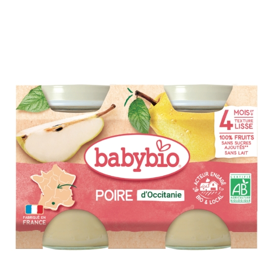 Compote bébé dès 4 mois Poire Sans Sucres Ajoutés Bio BABYBIO