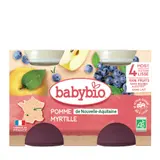 Compote bébé dès 4 mois Pomme Myrtille Sans Sucres Ajoutés Bio BABYBIO