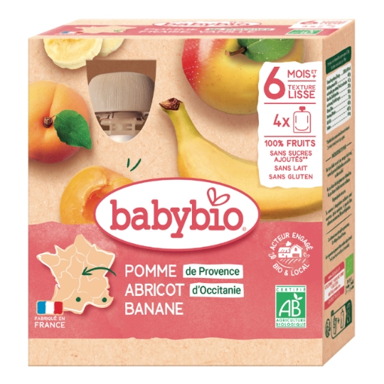 Compote bébé dès 6 mois Pomme Abricot Banane Bio BABYBIO