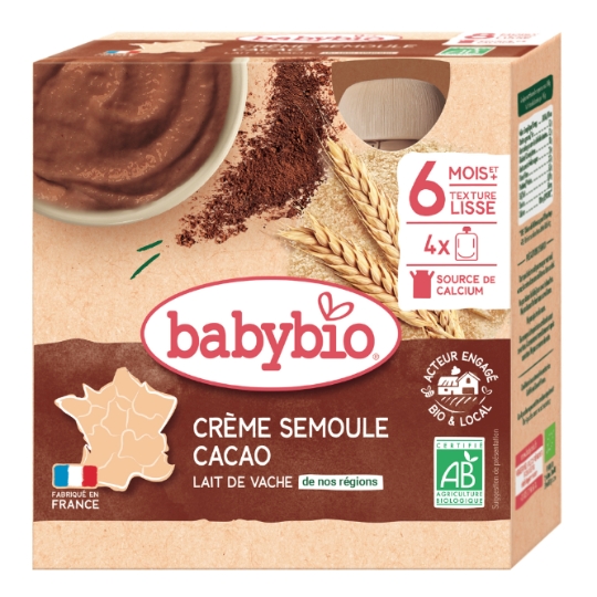 Compote bébé dès 8 mois Semoule Cacao Bio BABYBIO