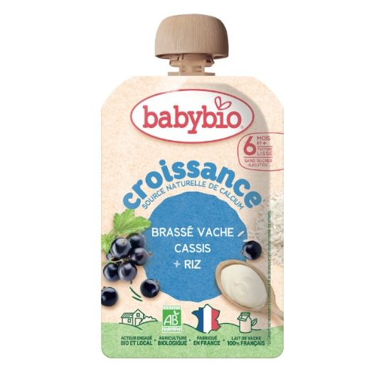 Dessert lacté bébé Brassé Croissance dès 6 mois Cassis Riz Bio BABYBIO