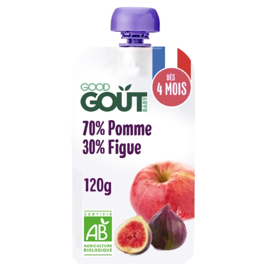Compote bébé dès 4 mois Pomme Figue Sans Sucres Ajoutés Bio GOOD GOUT