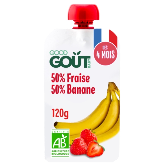Compote bébé dès 4 mois Fraise Banane Sans Sucres Ajoutés Bio GOOD GOUT