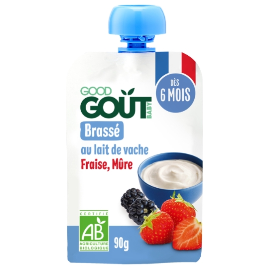 Dessert lacté bébé dès 6 mois Brassé Fraise Mûre Bio GOOD GOUT