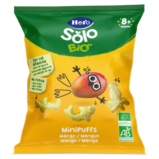 Snacks dès 8 mois Mangue Bio MiniPuffs Sans Sel Ajouté Non Frites HERO SOLO