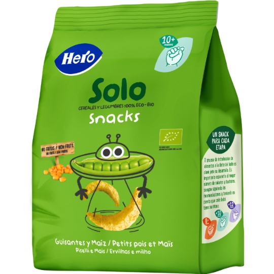 Snacks Dès 10 mois Petits Pois Maïs Bio HERO SOLO