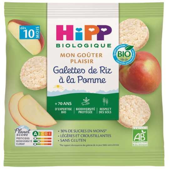 Biscuits Bébé dès 10 mois Galette riz pomme Bio Croissance Mon goûter plaisir HIPP BIOLOGIQUE