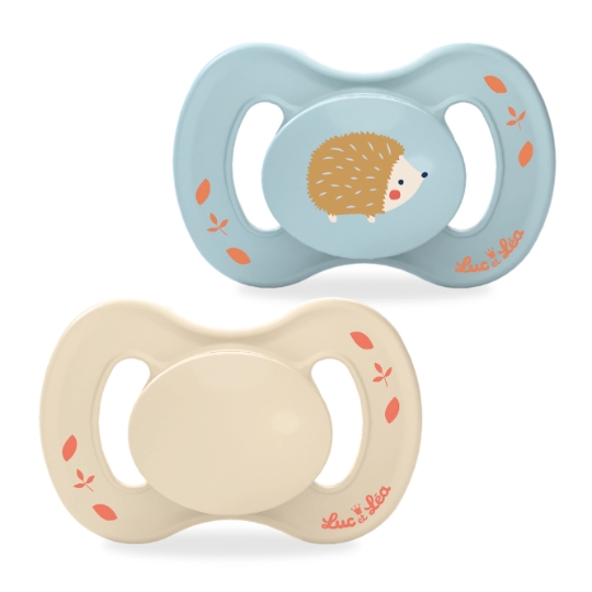 Sucettes Silicone Anatomique Extra-fine Hérisson Éco-conçue 0-6 Mois Bleu Beige LUC ET LEA