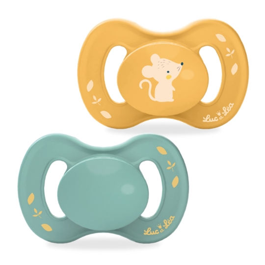 Sucettes Anatomique Extra-fine Eco-conçue Jaune Et Vert +18 Mois Souris LUC ET LEA
