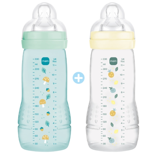 Biberon Easy Active 2ème Âge Forme Ergonomique à Partir de 6 Mois Tétine Plate Débit Très Rapide MAM