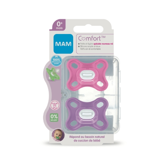 Sucettes Silicone 0M+ Rose Comfort MAM BABY