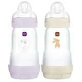 Biberons Anti-colique Lilas et Sable Débit 2 MAM BABY