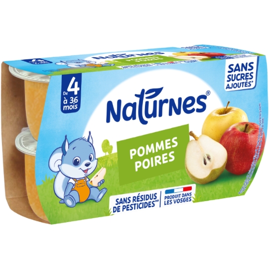 Compote bébé dès 4/6 mois Pomme Poire Sans Sucres Ajoutés NATURNES
